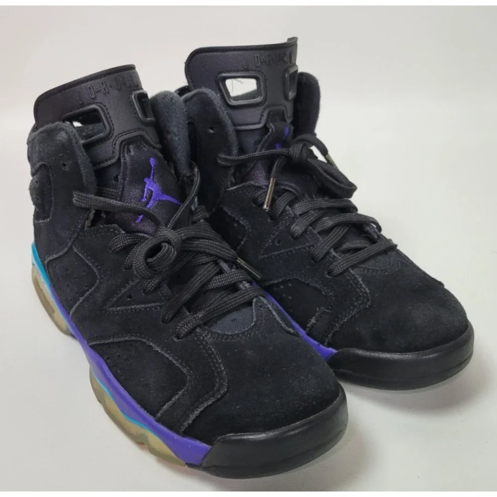 Nike Air Jordan 6 Retro Aqua Black Leather‎ 384665-004 US 5.5Y